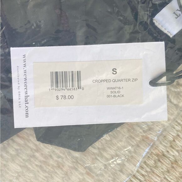 WeWoreWhat​ Cropped Quarter Zip Pullover Solid Black Sporty Size Small NWT - Picture 7 of 7